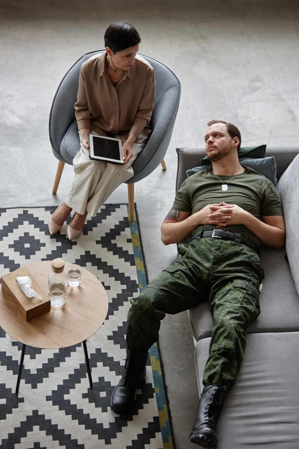 Man in therapy at the veteran detox in Boston at The Retreat of Boston