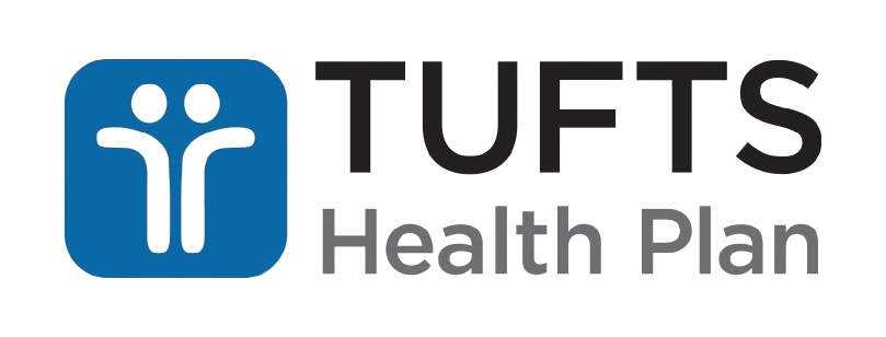 Tufts Health Plan logo with blue icon of two figures and black text.