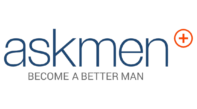 askmen logo with navy text and red plus sign above Become a Better Man tagline in gray.