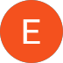 Orange circle with a white letter E.